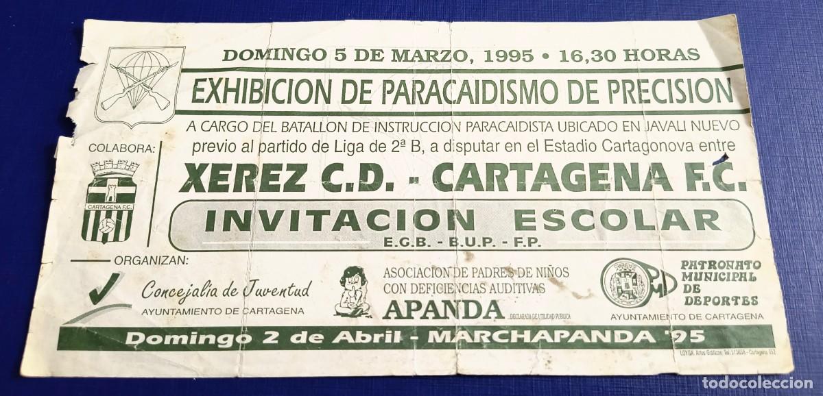 Coleccionismo deportivo: ENTRADA F&Uacute;TBOL XEREZ C.D. - CARTAGENA F.C. / A&Ntilde;O 1995