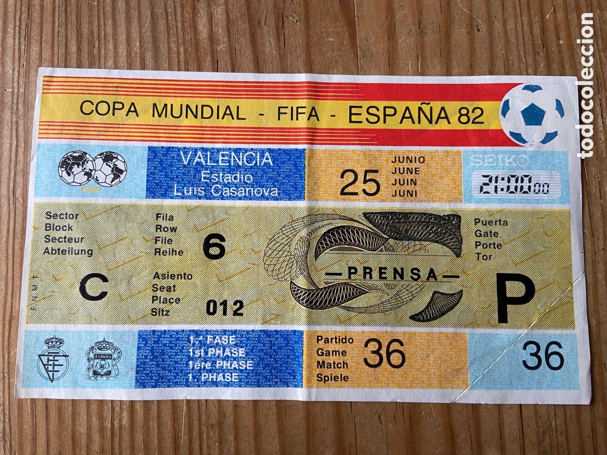 Coleccionismo deportivo: R27902 ENTRADA TICKET PRENSA MUNDIAL ESPA&Ntilde;A 82 1982 ESPA&Ntilde;A IRLANDA NORTE MATCH 36 SIN CORTAR