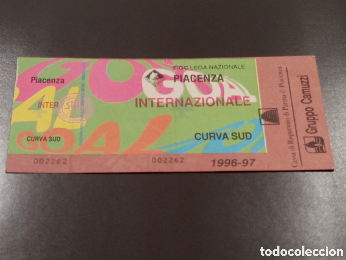 Coleccionismo deportivo: ENTRADA SIN CORTAR PIACENZA 0-3 INTERNAZIONALE LIGA ITALIANA 1996 1997