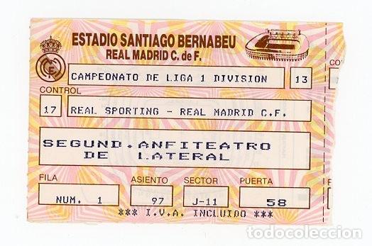 Collezionismo sportivo: ANTIGUA ENTRADA FUTBOL SANTIAGO BERNABEU. SPORTING GIJON &ndash; REAL MADRID. ASTURIAS