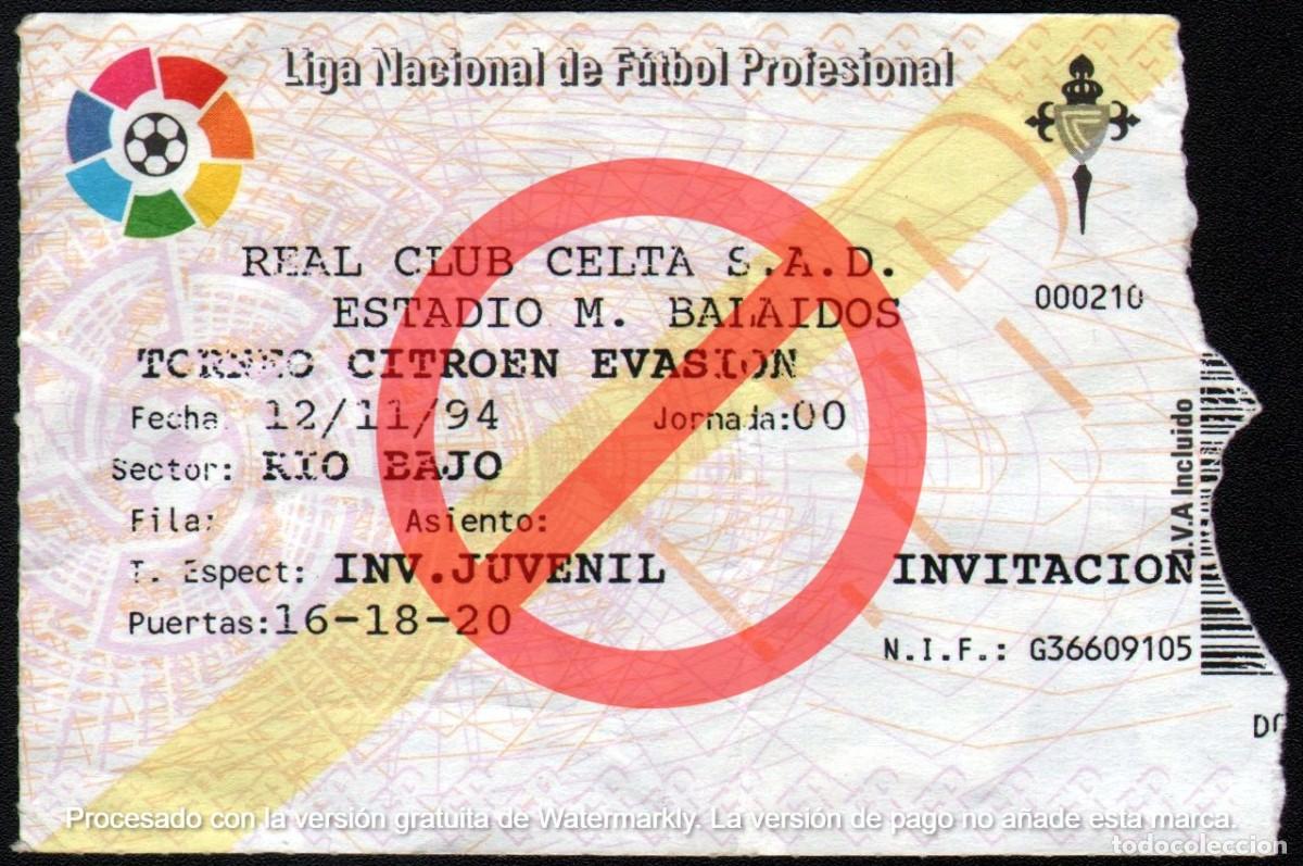 Collectionnisme sportif: ENTRADA TROFEO CITRO&Euml;N EVASI&Oacute;N CELTA DE VIGO - REAL MADRID - VALENCIA 12.11.1994