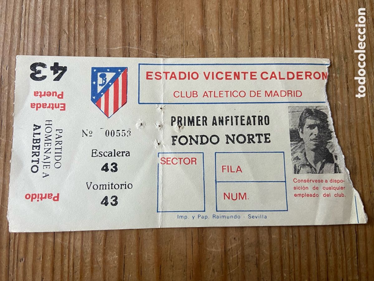 Sports collectibles: R29348 ENTRADA TICKET FUTBOL HOMENAJE A ALBERTO (29-8-1979) ATLETICO MADRID FLAMENGO