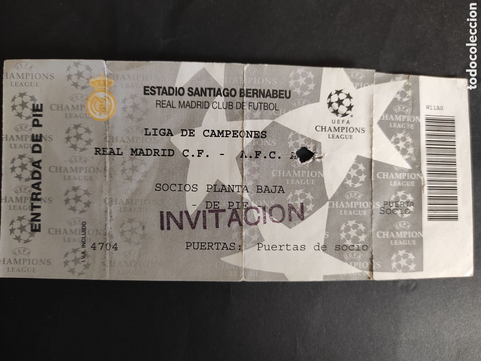 Sammelleidenschaft Sport: TICKET ENTRADA DE FUTBOL REAL MADRID A.F.C. AJAX AMSTERDAM CHAMPIONS LEAGUE 1995/1996.-