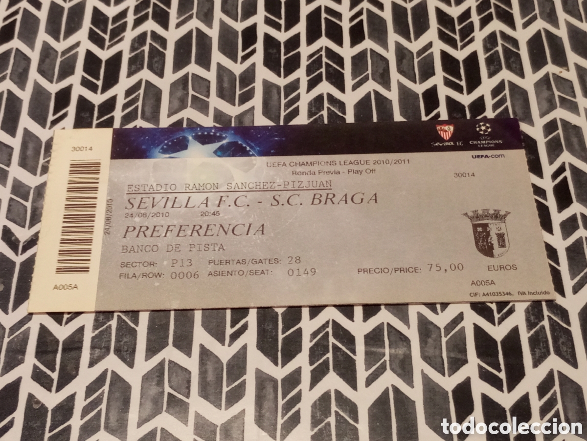 Coleccionismo deportivo: Entrada/Ticket Futbol - SEVILLA FC vs SC BRAGA - UEFA Champions League 2010/2011