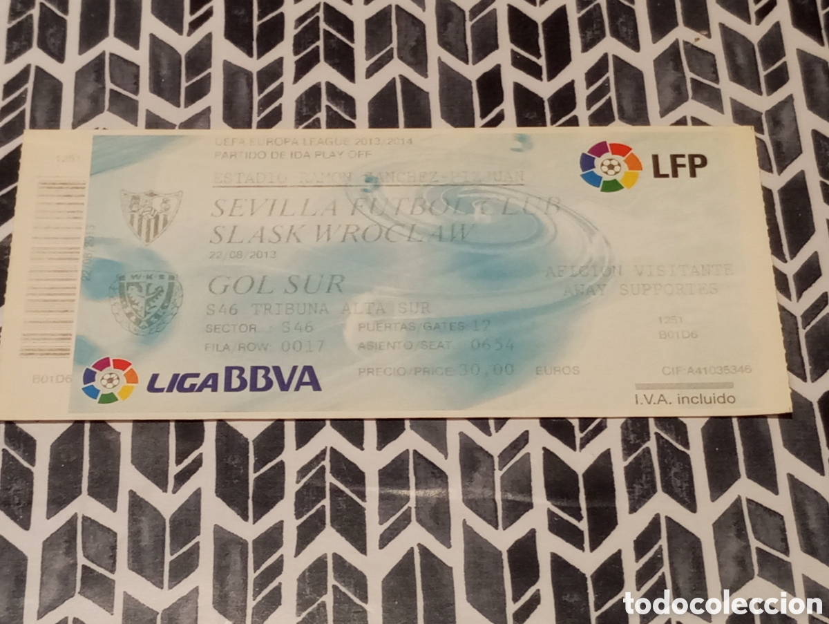 Coleccionismo deportivo: ENTRADA SEVILLA - SLASK WROCLAW 2013-2014 EUROPA LEAGUE