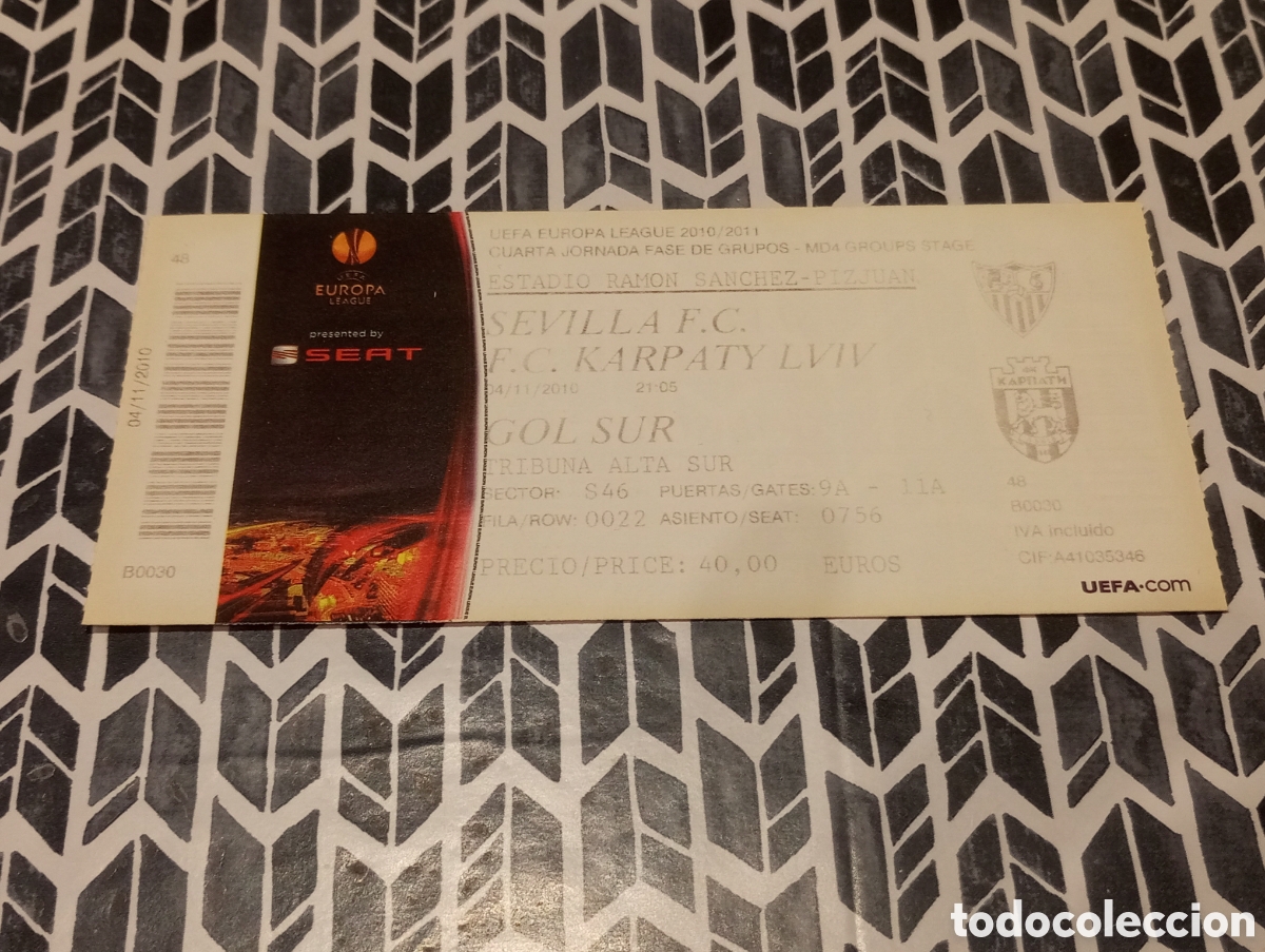 Coleccionismo deportivo: ENTRADA SEVILLA FC KARPATY LVIV UEFA EUROPA LEAGUE 2010 2011