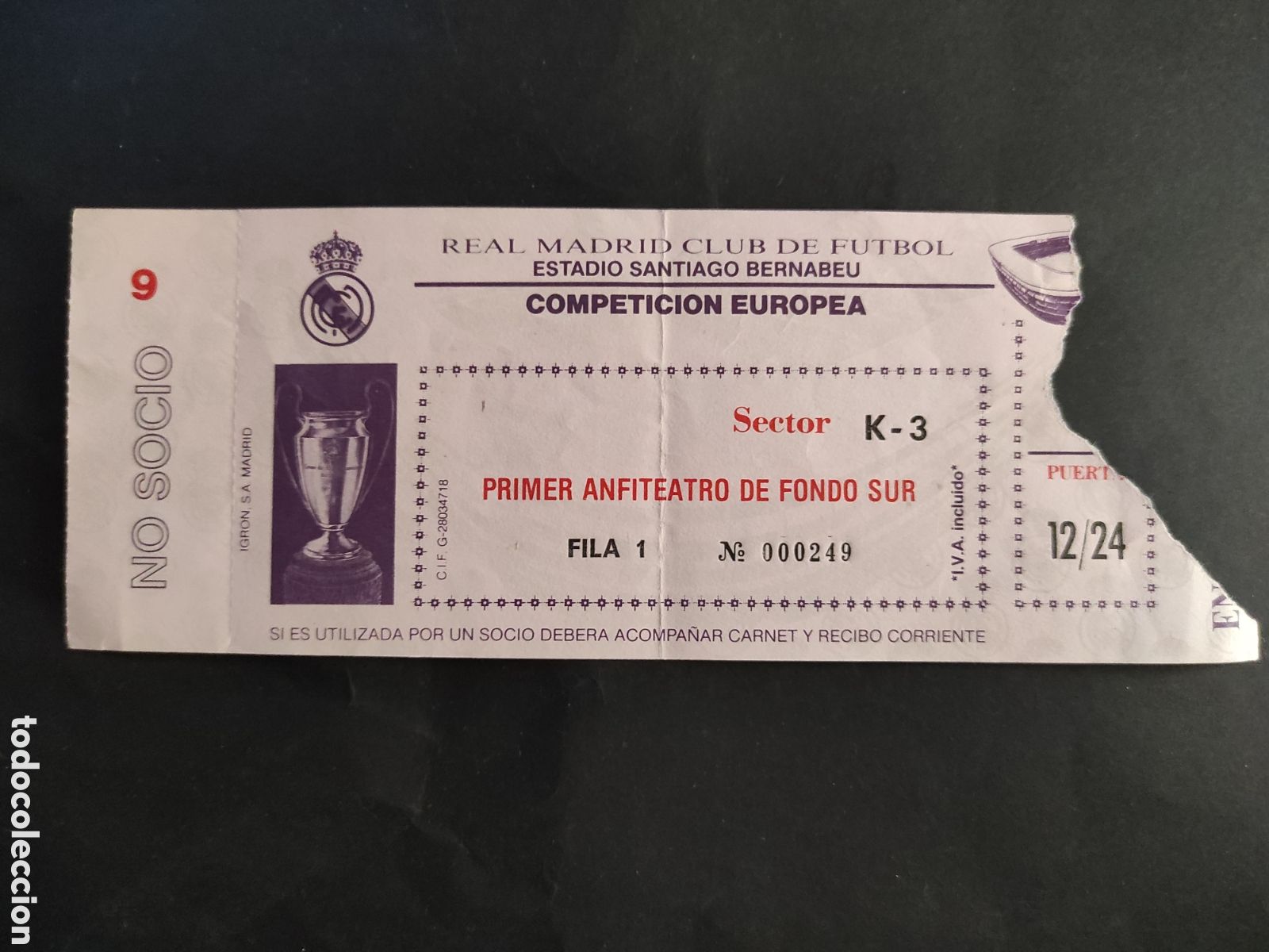 Sammelleidenschaft Sport: TICKET ENTRADA DE FUTBOL REAL MADRID PSV EINDHOVEN COPA DE EUROPA 1987/1988