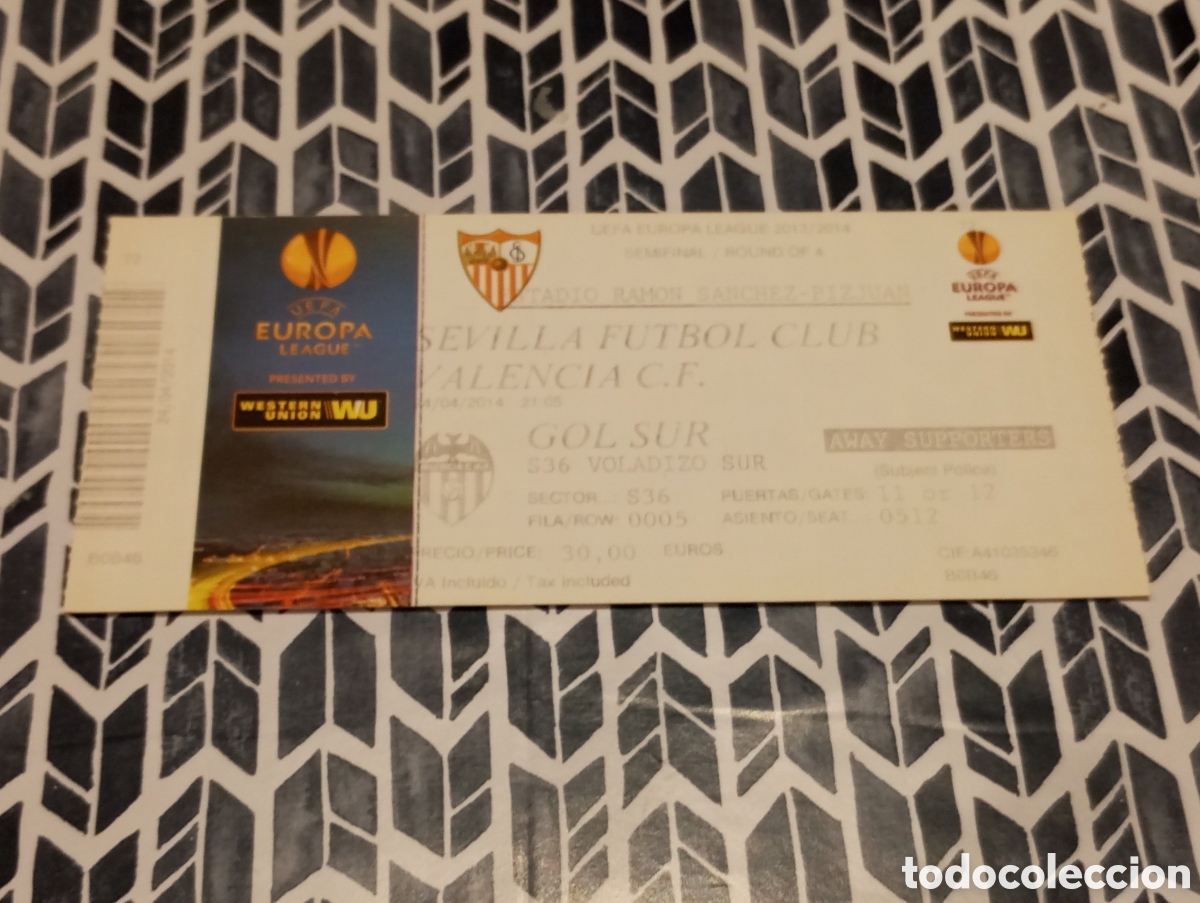 Coleccionismo deportivo: ENTRADA FUTBOL SEVILLA FC VALENCIA UEFA EUROPA LEAGUE 2013 2014