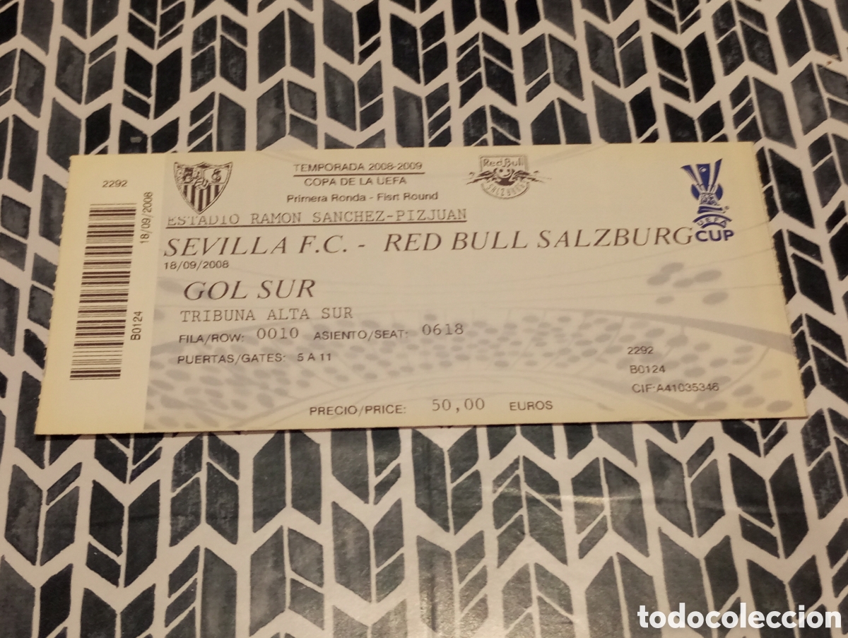 Coleccionismo deportivo: Entrada Futbol SEVILLA FC RED BULL SALZBURG UEFA Europa League 2008/2009