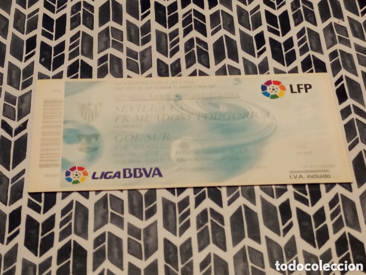 Coleccionismo deportivo: ENTRADA FUTBOL SEVILLA FC FK MLADOST PODGORICA UEFA EUROPA LEAGUE 2013 2014