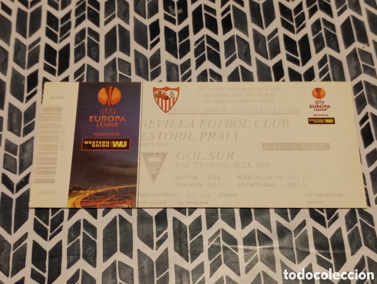 Coleccionismo deportivo: ENTRADA FUTBOL SEVILLA FC ESTORIL UEFA EUROPA LEAGUE 2013 2014