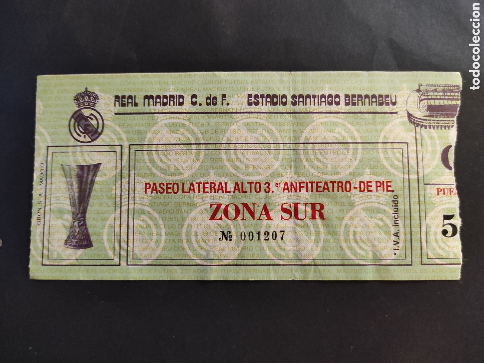 Coleccionismo deportivo: TICKET ENTRADA DE FUTBOL REAL MADRID INTER DE MILAN -COPA UEFA 1986. -