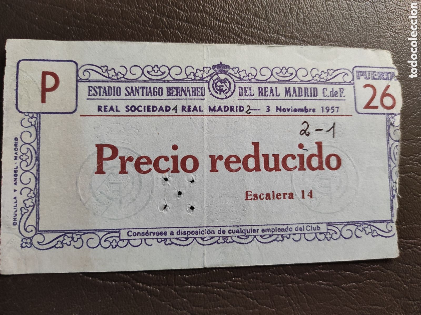 Coleccionismo deportivo: TICKET ENTRADA DE FUTBOL REAL MADRID - REAL SOCIEDAD.- CAMPEONATO DE LIGA. 1957/1958