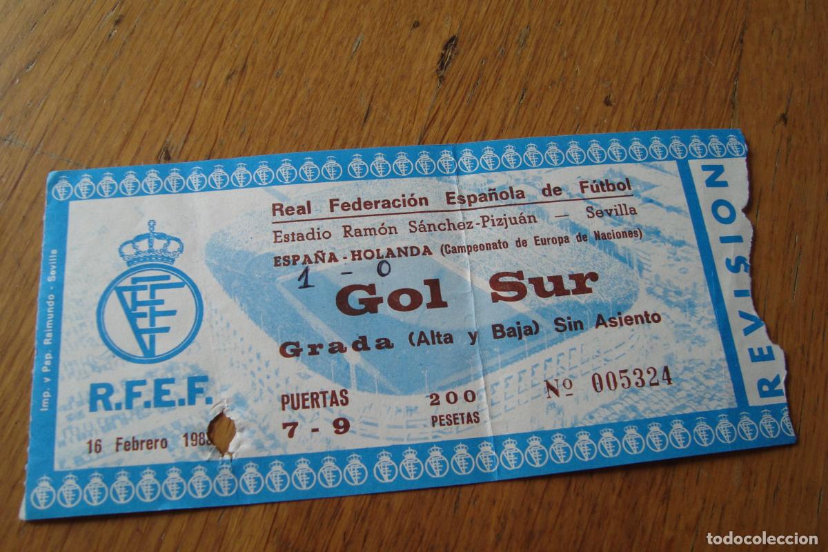 Sports collectibles: ANTIGUA ENTRADA TICKET FUTBOL ESPA&Ntilde;A-HOLANDA. CAMPEONATO EUROPA NACIONES. SEVILLA 1983