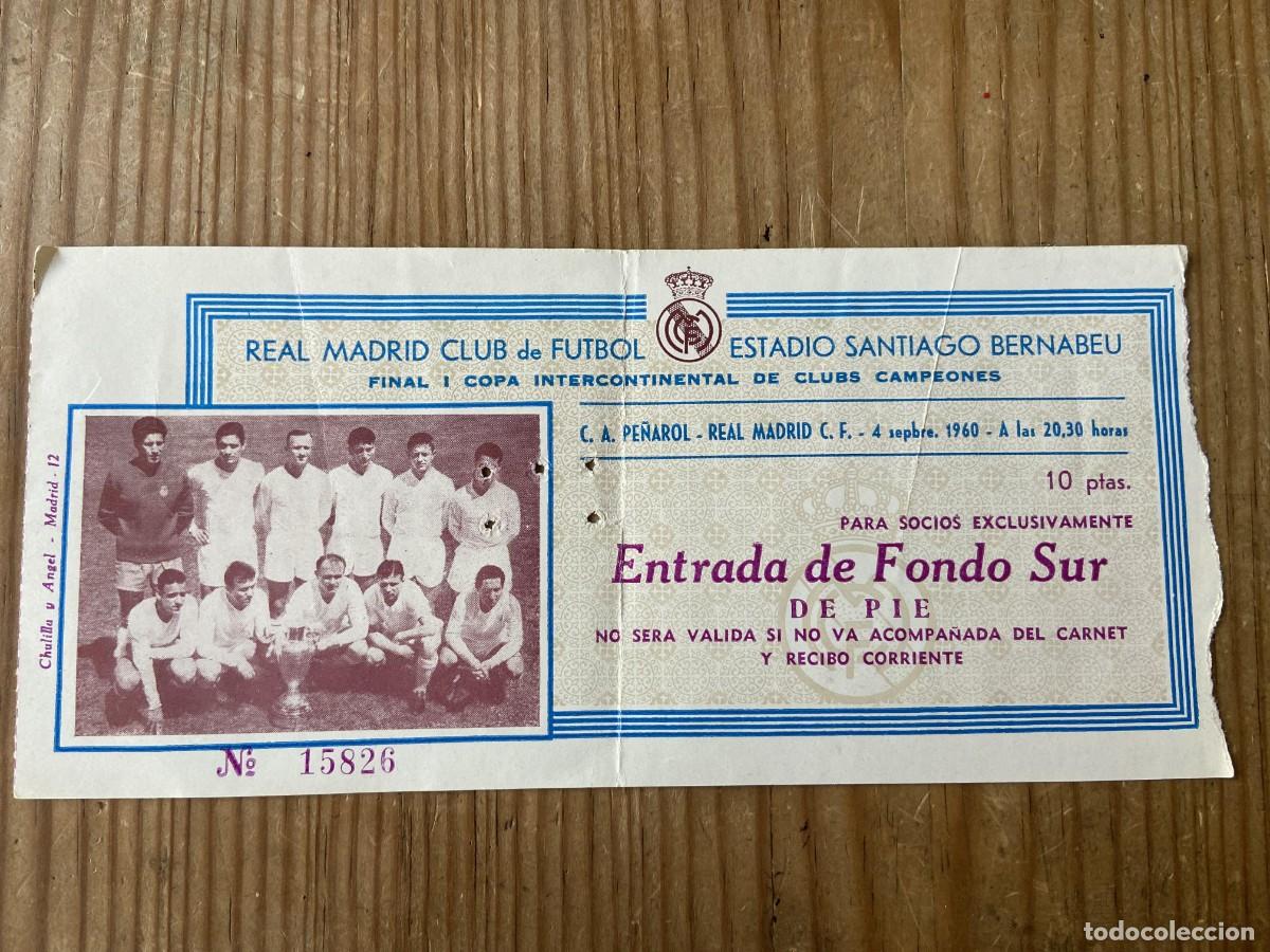 Collezionismo sportivo: R30104 ENTRADA TICKET FINAL INTERCONTINENTAL REAL MADRID PE&Ntilde;AROL 1960 ALFREDO DI STEFANO