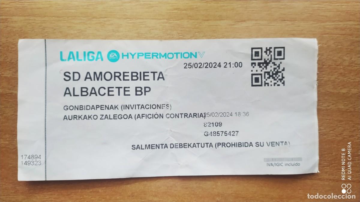 Collezionismo sportivo: ENTRADA AMOREBIETA - ALBACETE BALOMPIE 2024 - C1 C6