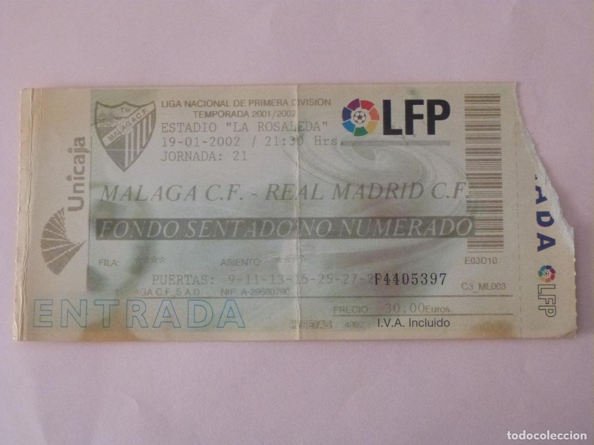 Sammelleidenschaft Sport: ENTRADA DE FUTBOL MALAGA C.F. REAL MADRID C.F. 19-1-2002