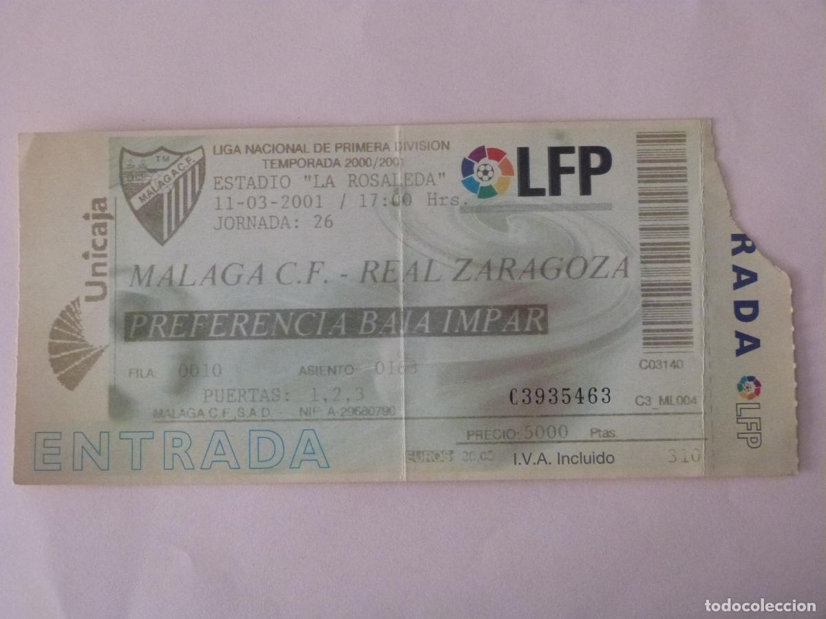 Sammelleidenschaft Sport: ENTRADA DE FUTBOL MALAGA C.F. REAL ZARAGOZA 11-3-2001