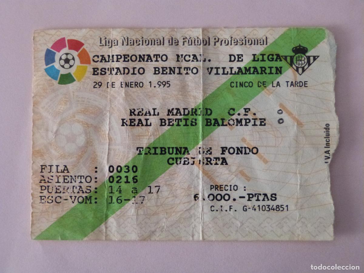 Sammelleidenschaft Sport: ENTRADA DE FUTBOL REAL BETIS BALOMPIE REAL MADRID C.F. 29-1-1995