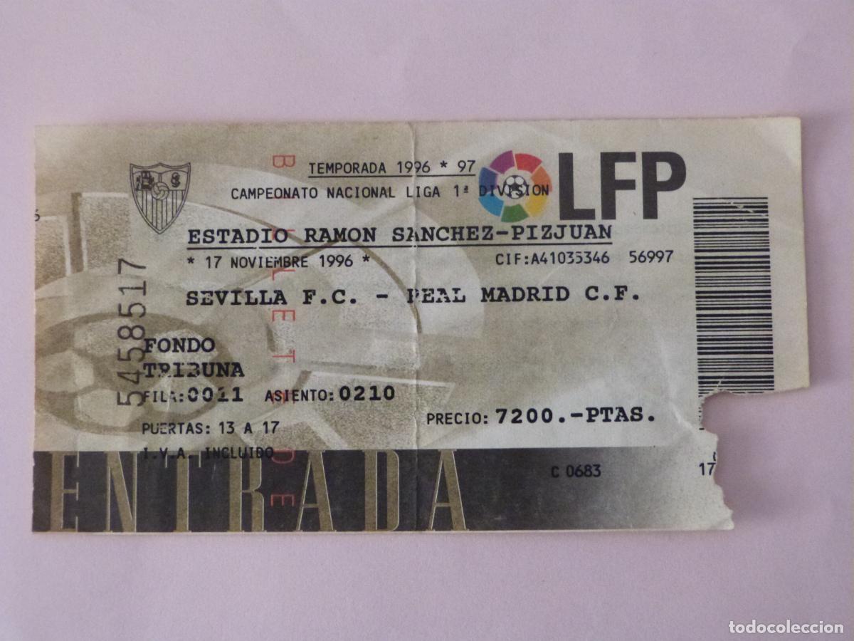 Sammelleidenschaft Sport: ENTRADA DE FUTBOL SEVILLA F.C. REAL MADRID C.F. 17-11-1996
