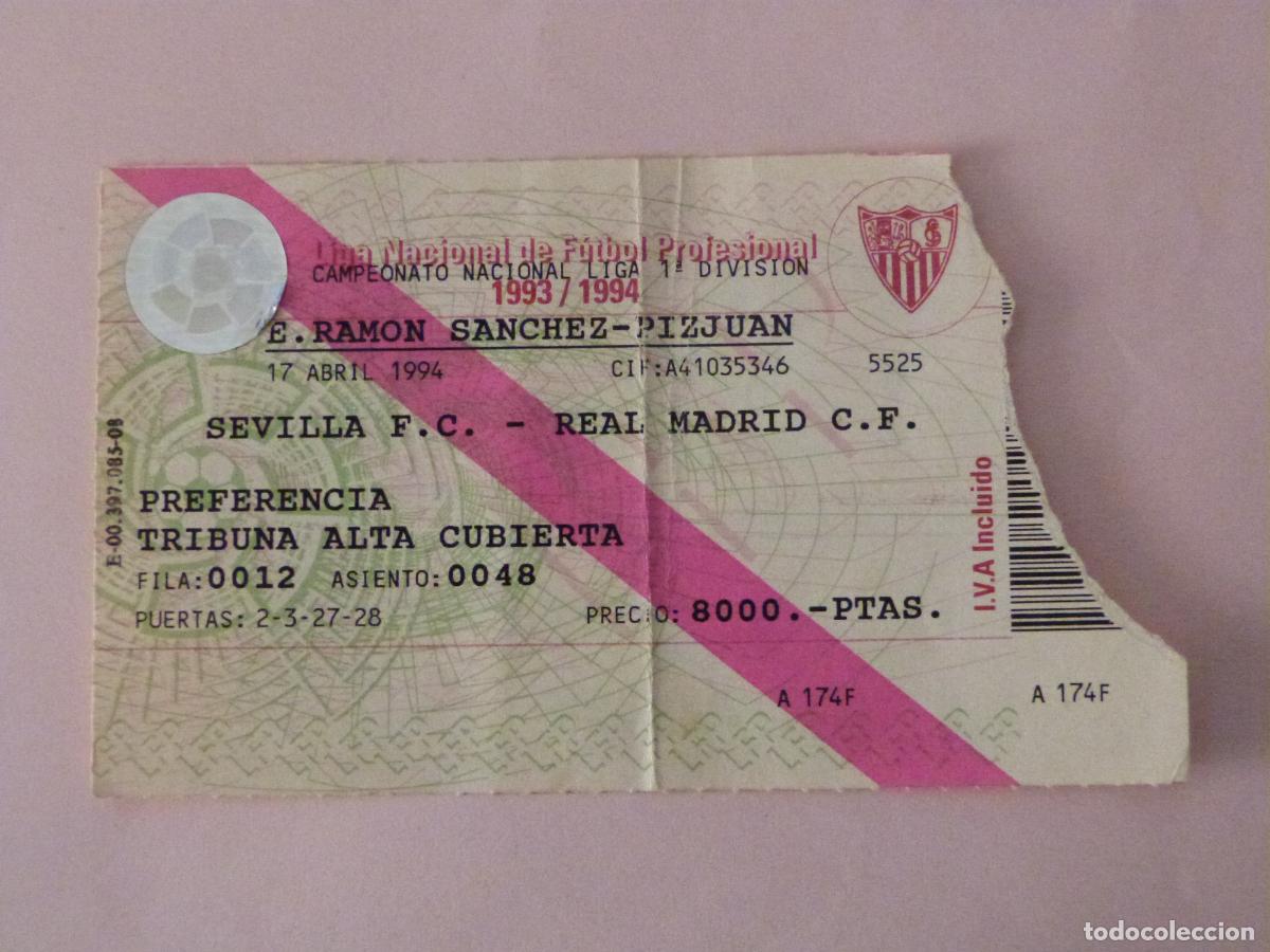 Sammelleidenschaft Sport: ENTRADA DE FUTBOL SEVILLA F.C. REAL MADRID C.F. 17-4-1994