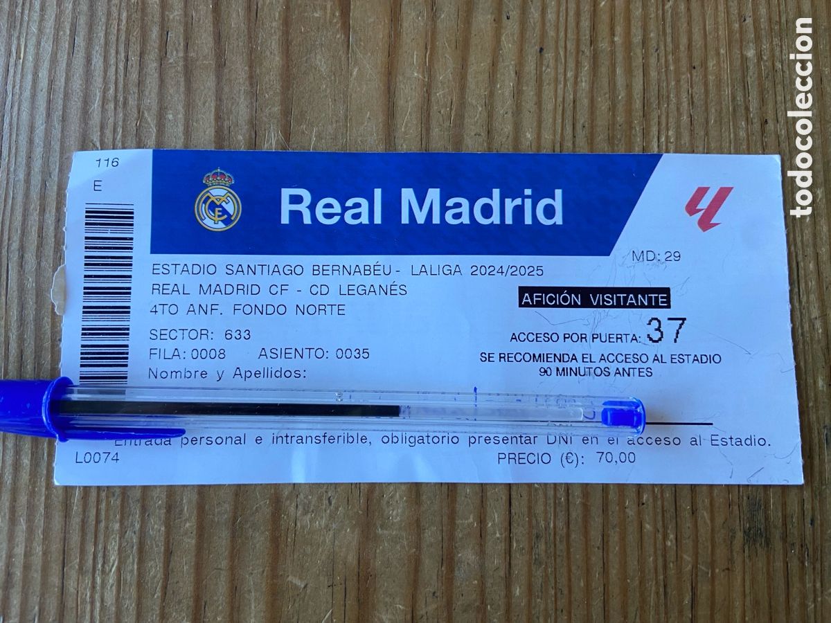 Coleccionismo deportivo: R30198 ENTRADA TICKET REAL MADRID 3-2 LEGANES LIGA 2024 2025 DEBUT DIOMANDE DOBLETE MBAPPE
