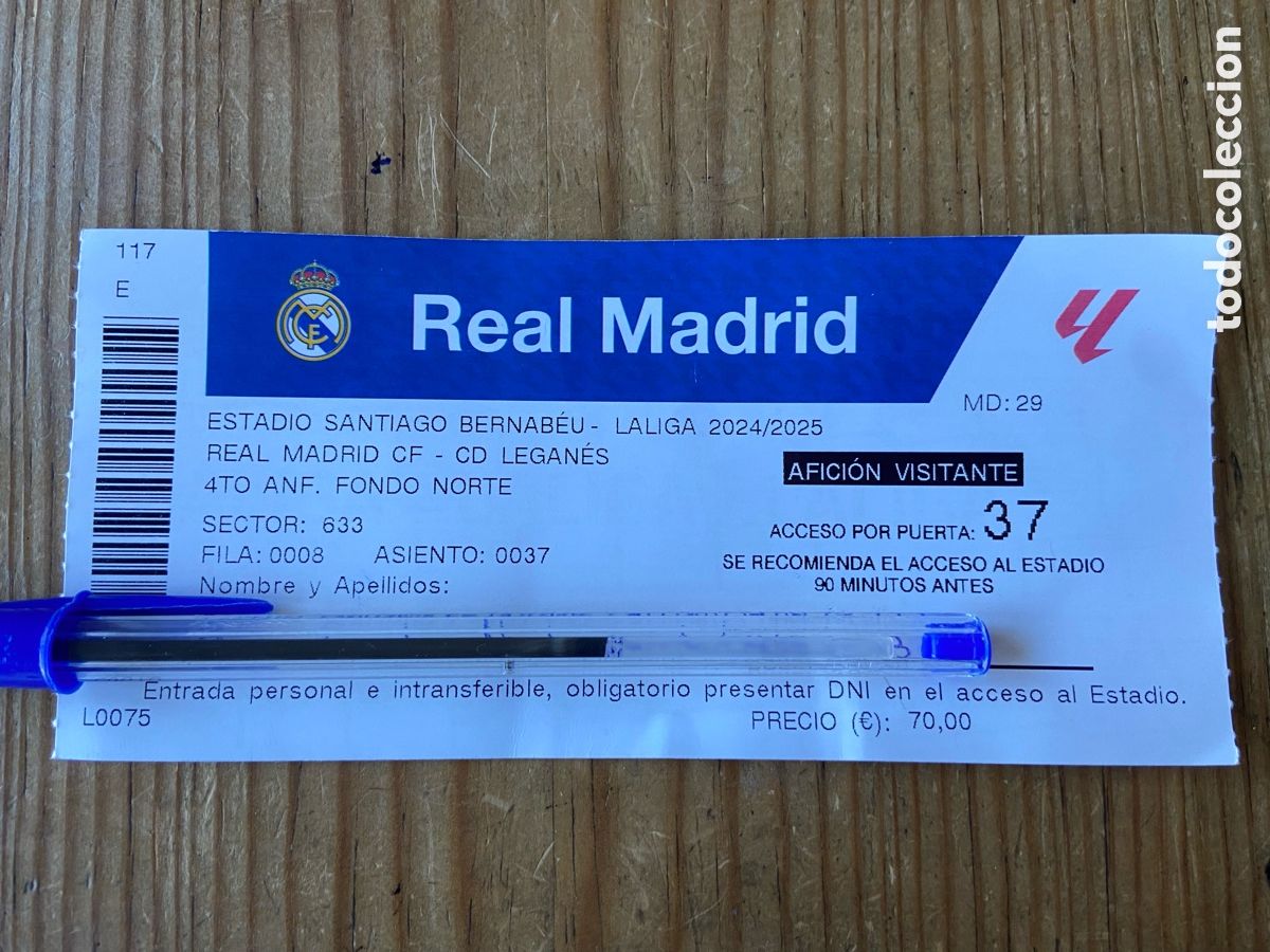 Coleccionismo deportivo: R30199 ENTRADA TICKET REAL MADRID 3-2 LEGANES LIGA 2024 2025 DEBUT DIOMANDE DOBLETE MBAPPE