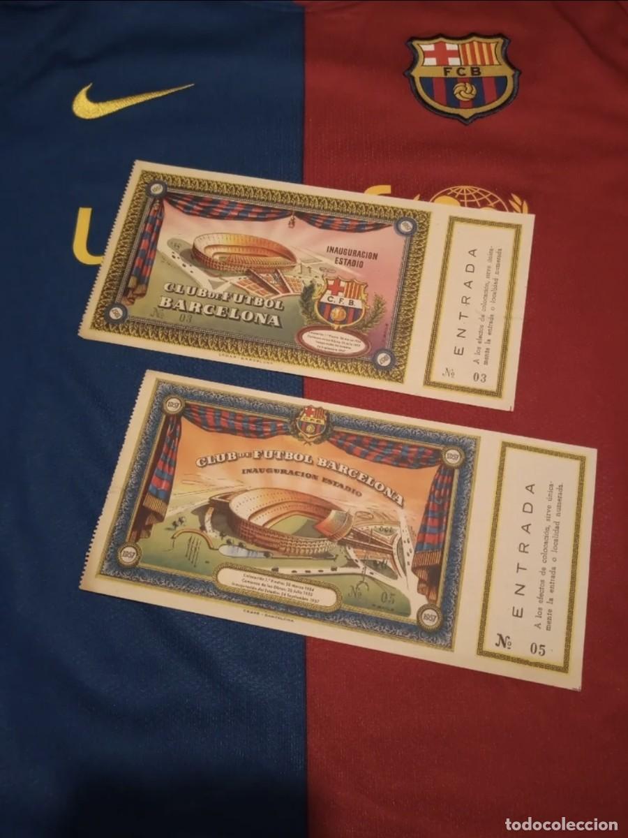 Collectionnisme sportif: Entradas inauguraci&oacute;n Camp Nou 1957 FC Barcelona n&ordm; 03 y 05 originales lote coleccionista