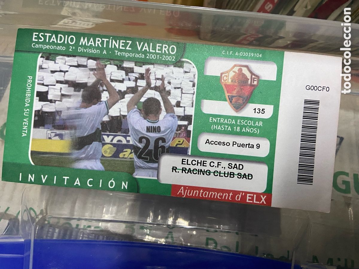 Coleccionismo deportivo: R1272 ENTRADA TICKET ELCHE 1-1 RACING SANTANDER LIGA TEMPORADA 2001 2002