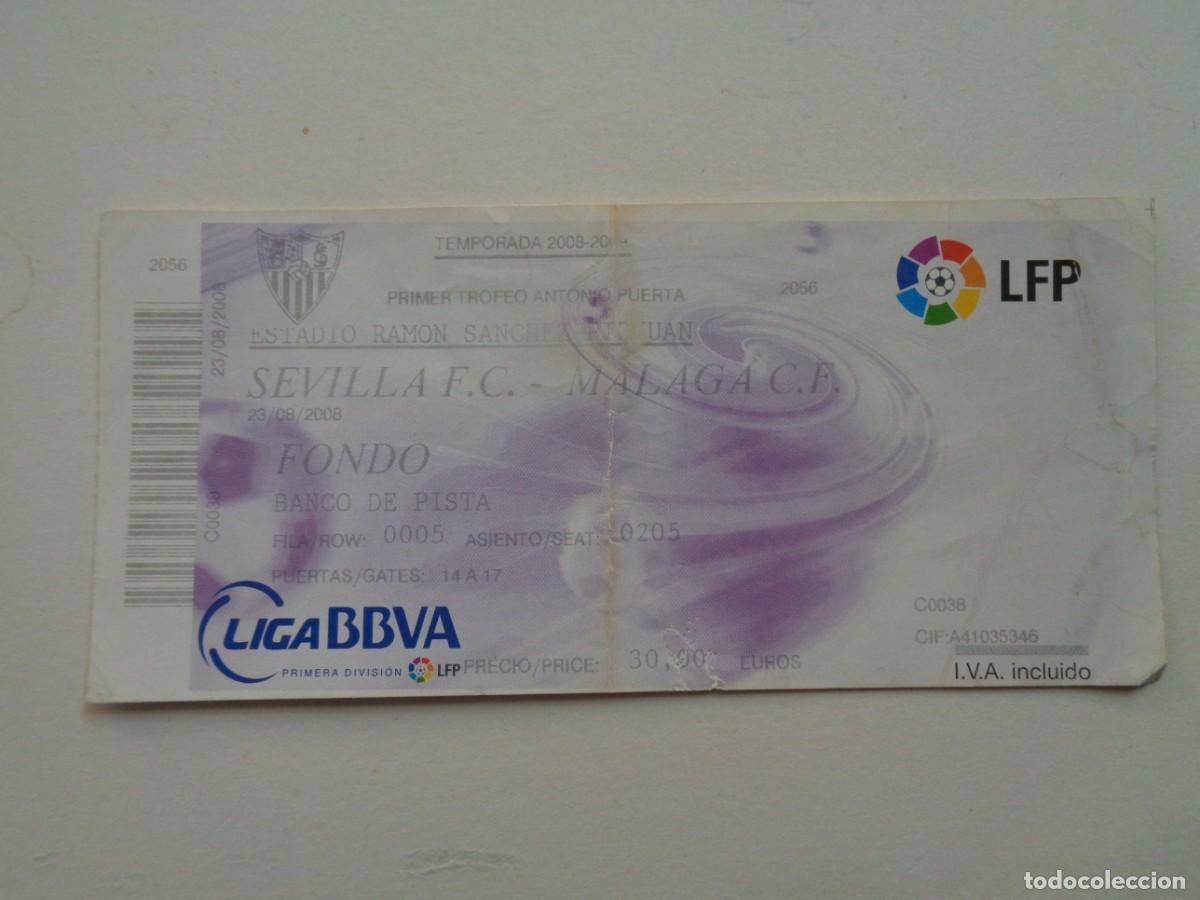 Coleccionismo deportivo: ESTADIO SANCHEZ-PIZJUAN - SEVILLA : ENTRADA SEVILLA - MALAGA C.F. . 1&ordm; TROFEO ANTONIO PUERTA 2008