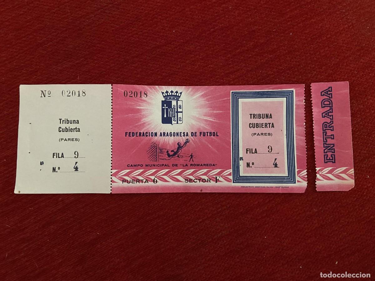Coleccionismo deportivo: R30490 ENTRADA TICKET FEDERACION ARAGONESA DE FUTBOL A&Ntilde;OS 50 60 TRIBUNA CUBIERTA LA ROMAREDA