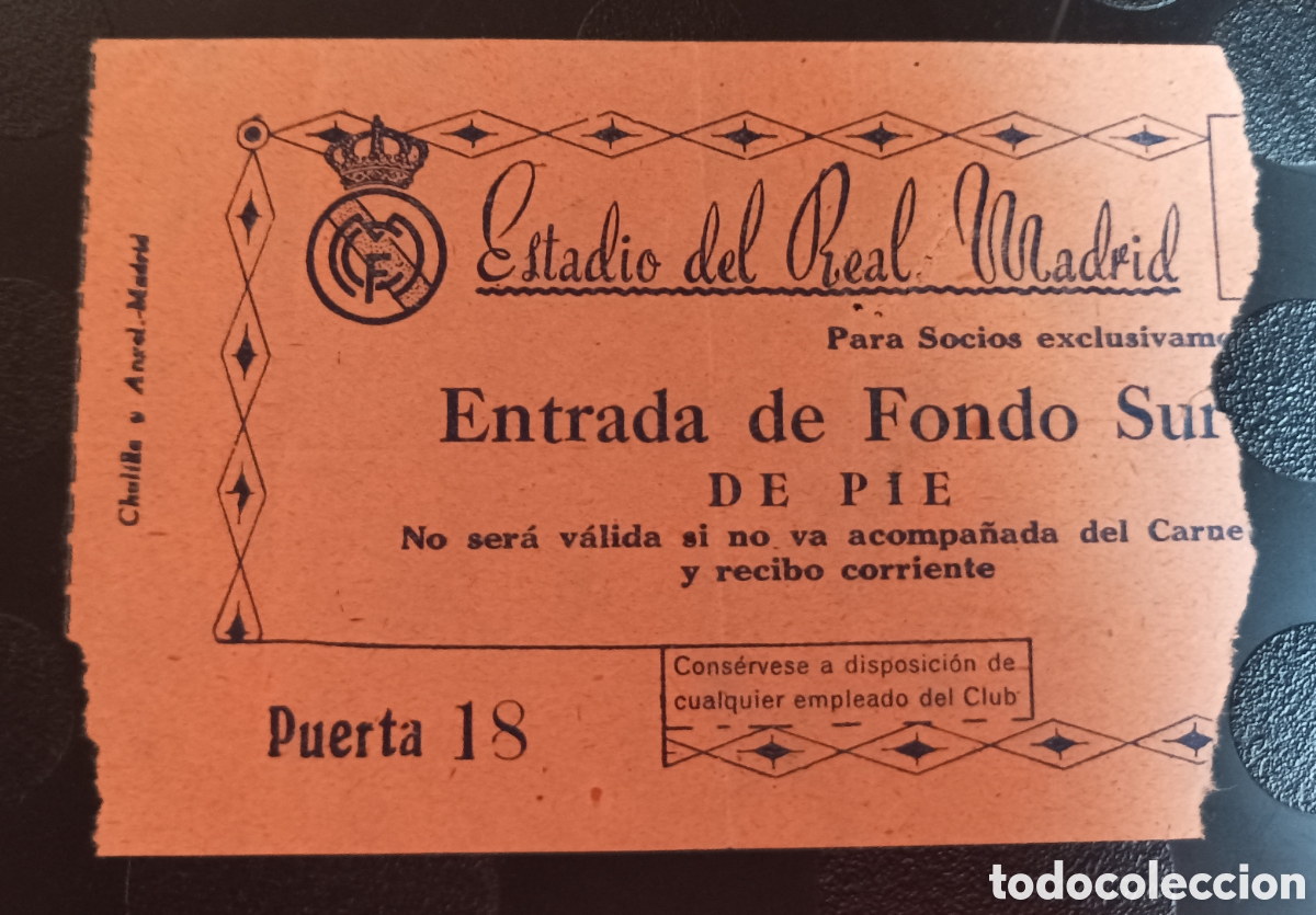 Sports collectibles: ENTRADA FUTBOL REAL MADRID SAN LORENZO DE ALMAGRO 1950
