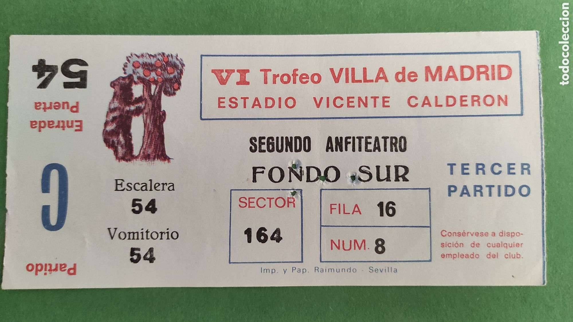 Collezionismo sportivo: ENTRADA DE FUTBOL VI TROFEO VILLA DE MADRID.- RIVER PLATE AT MADRID RAYO VALLECANO DERBY COUNTY 1978