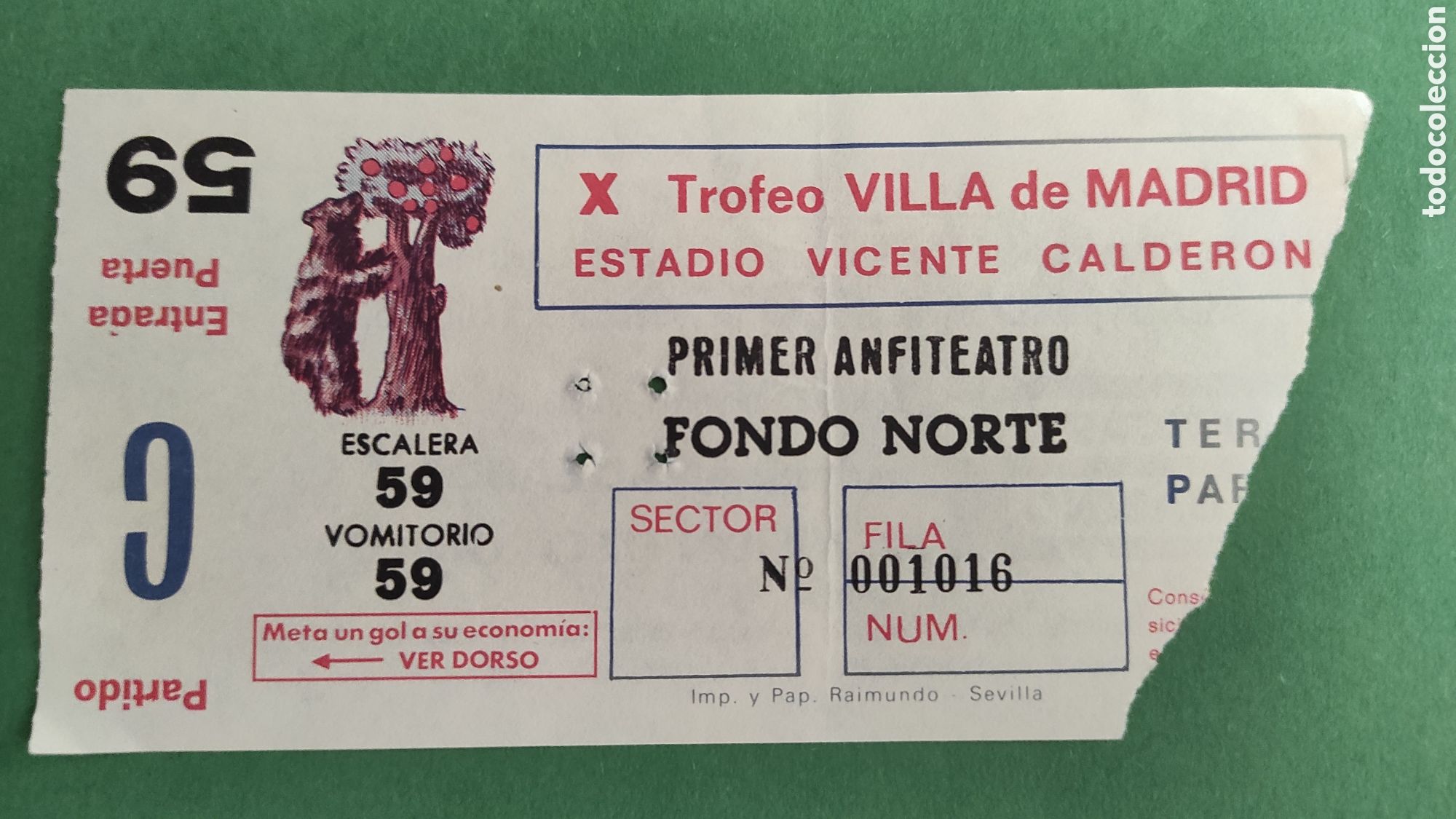 Collezionismo sportivo: ENTRADA DE FUTBOL X TROFEO VILLA DE MADRID.- BORUSSIA DORMUND AT MADRID PUMAS UNAM AT MINEIRO. 1982