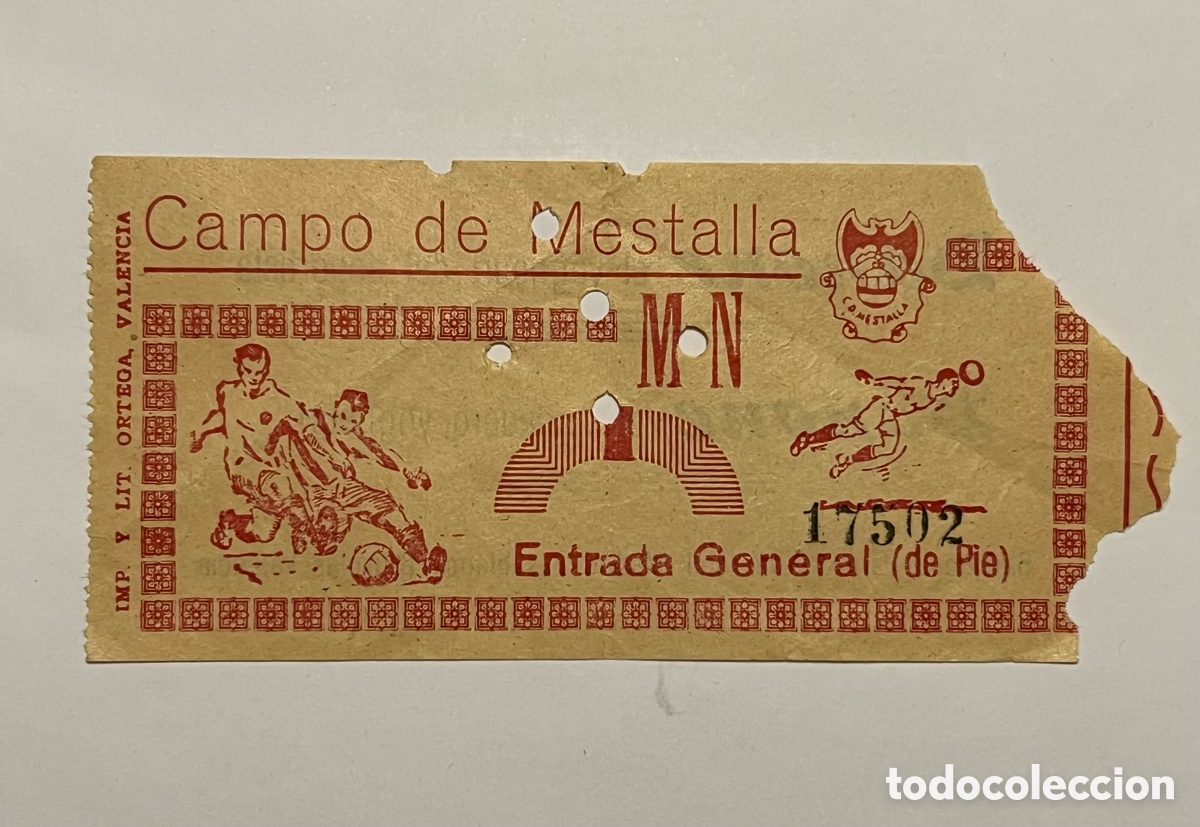 Collezionismo sportivo: F&Uacute;TBOL VALENCIA. CAMPO DE MESTALLA. Entrada de F&uacute;tbol. Entrada General de pie (h.1960?)