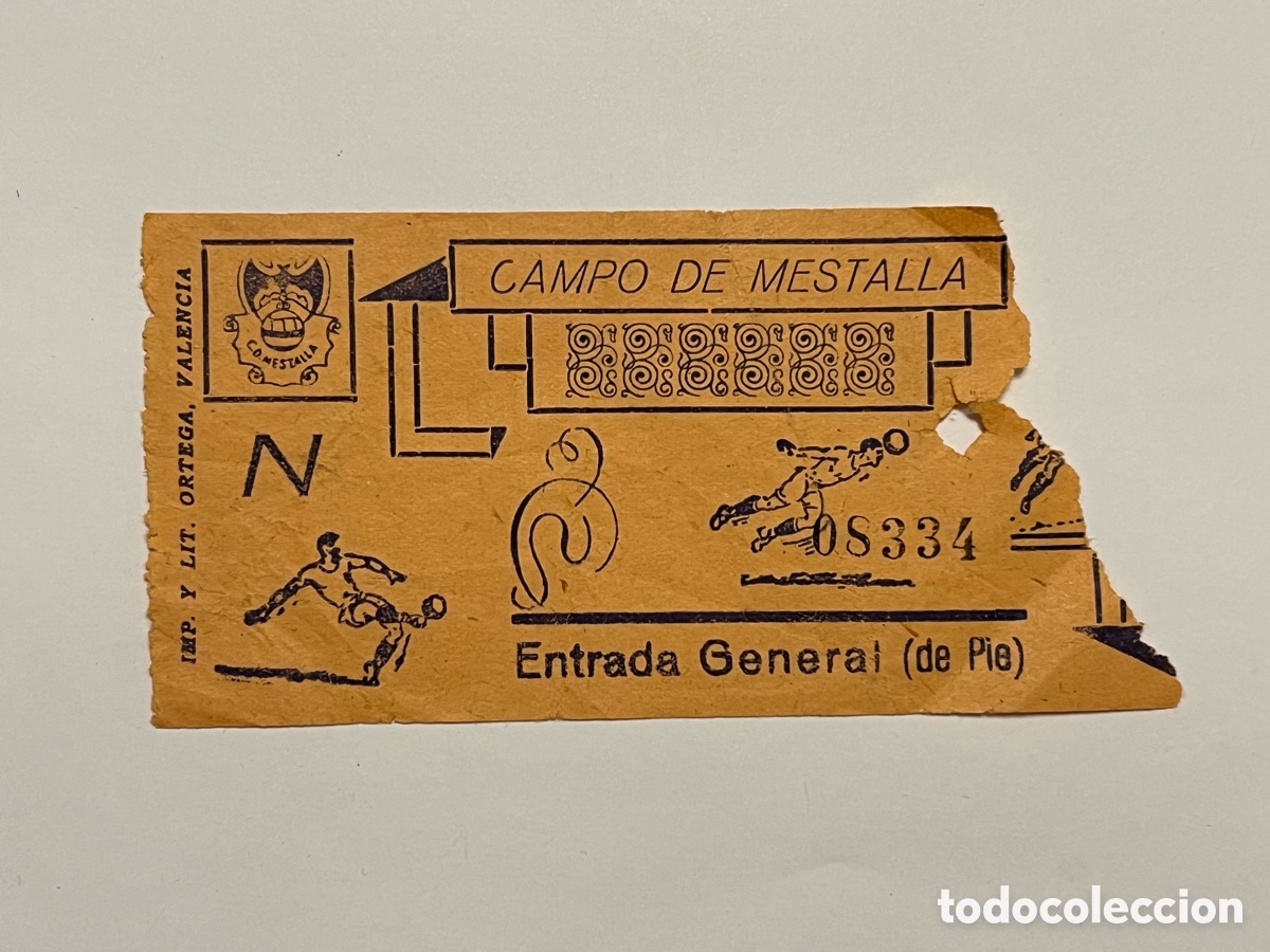 Collezionismo sportivo: F&Uacute;TBOL VALENCIA. CAMPO DE MESTALLA. Entrada de F&uacute;tbol. Entrada General de pie (h.1960?)