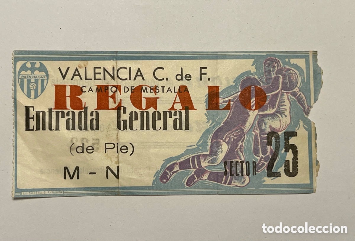 Sports collectibles: VALENCIA C. de F. Campo de Mestalla. Copa de Ferias. Entrada Valencia - Roma (a.1962-63)