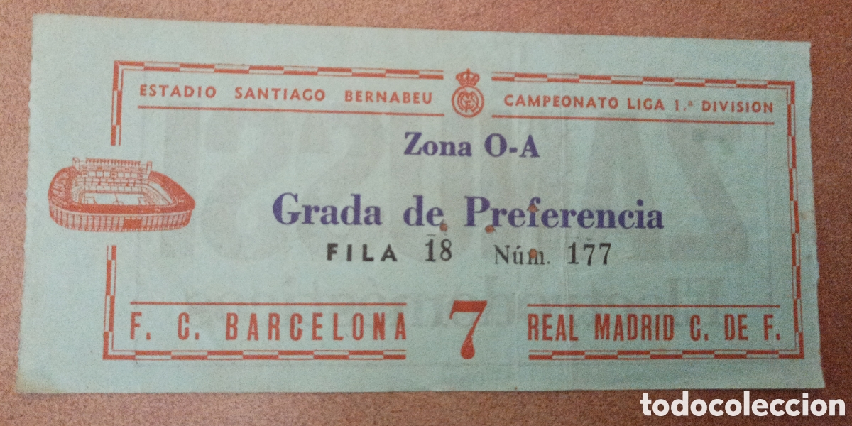 Coleccionismo deportivo: ENTRADA FUTBOL REAL MADRID BARCELONA 1982