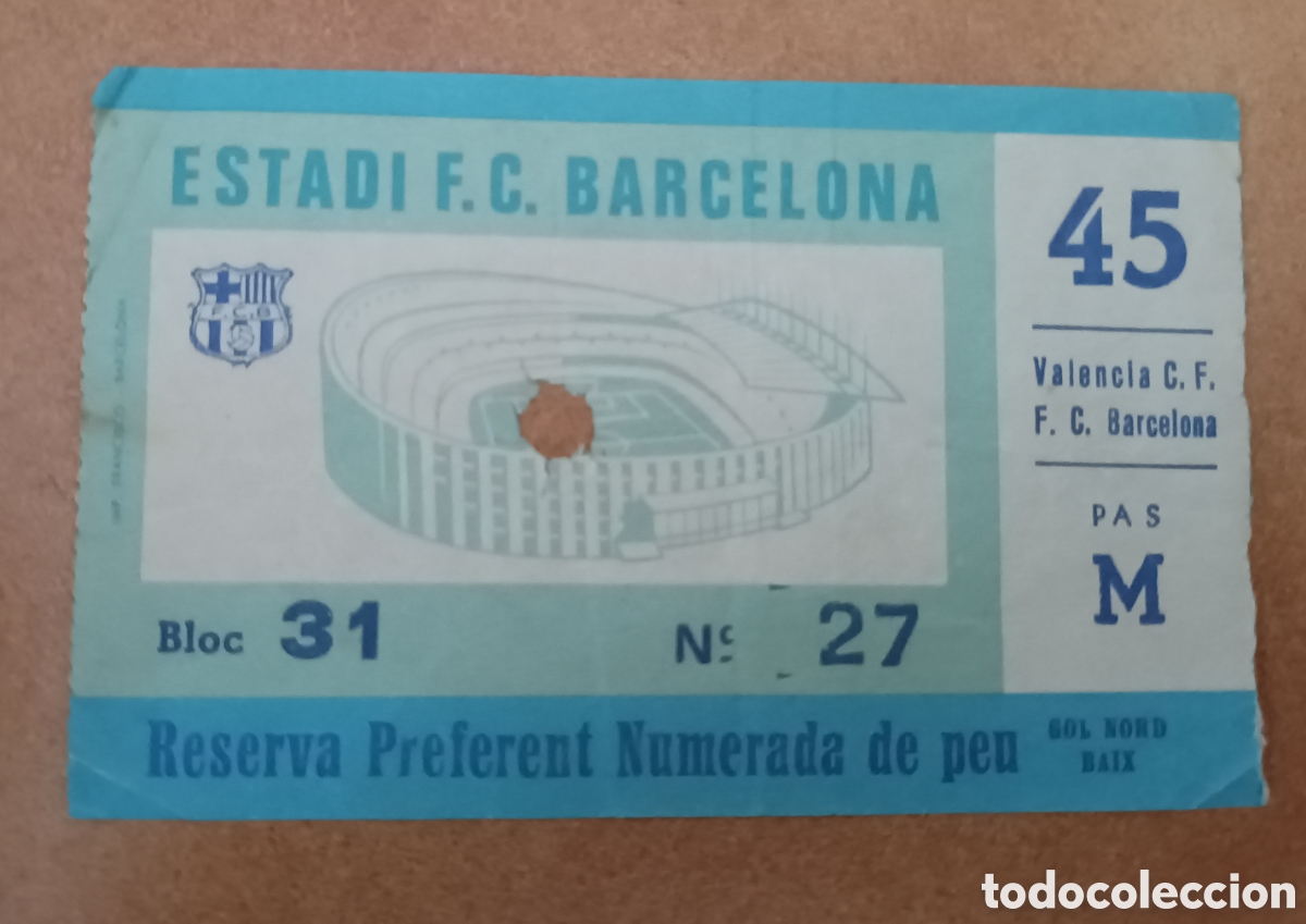 Coleccionismo deportivo: ENTRADA FUTBOL BARCELONA VALENCIA 1979