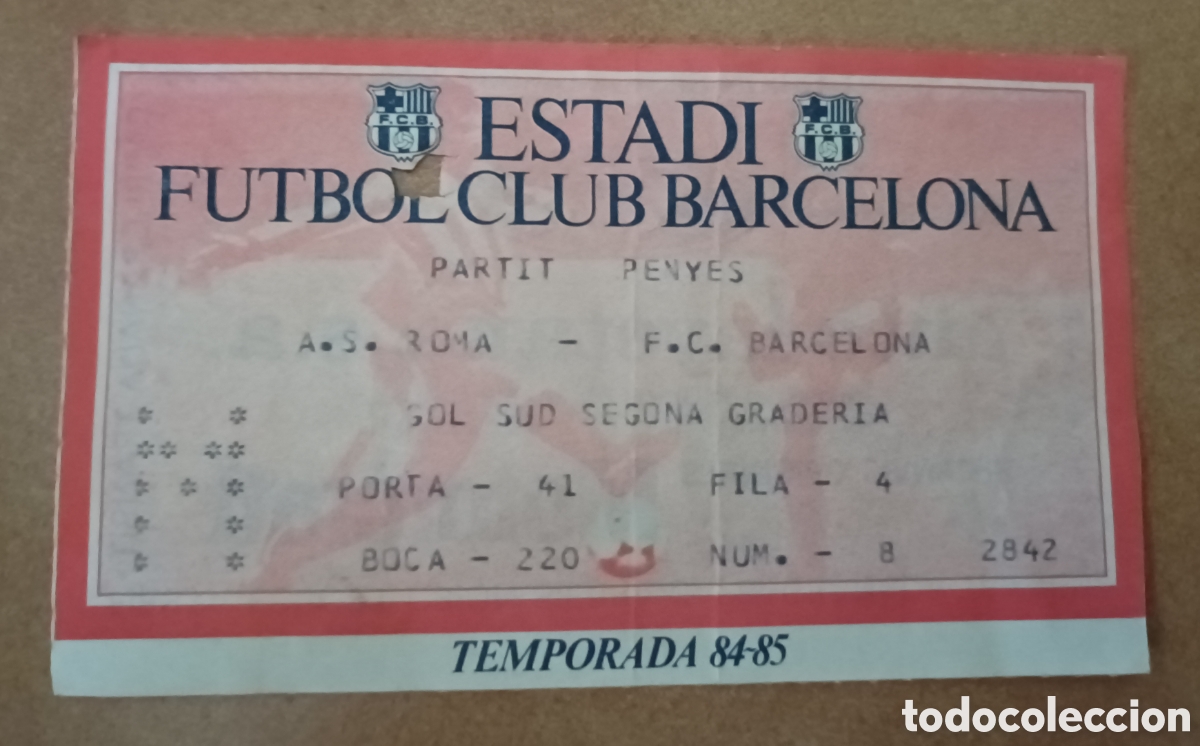 Coleccionismo deportivo: ENTRADA FUTBOL BARCELONA ROMA 1984