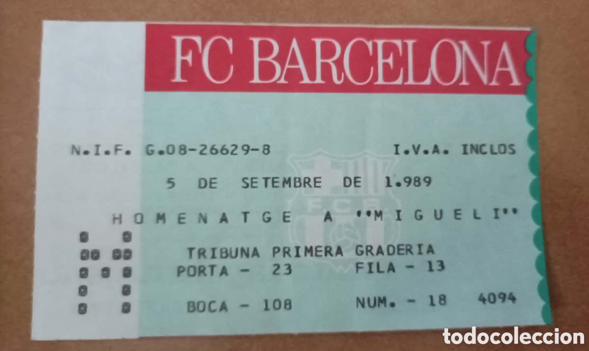 Coleccionismo deportivo: ENTRADA FUTBOL BARCELONA BORUSSIA HOMENAJE MIGUELI