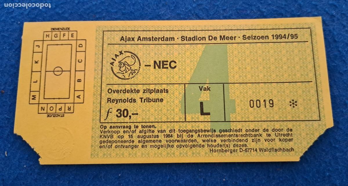 Collezionismo sportivo: AJAX AMSTERDAM vs NEC ( 5-1 ) - EREDIVISIE - STADION DE MEER - 19 de Marzo de 1995