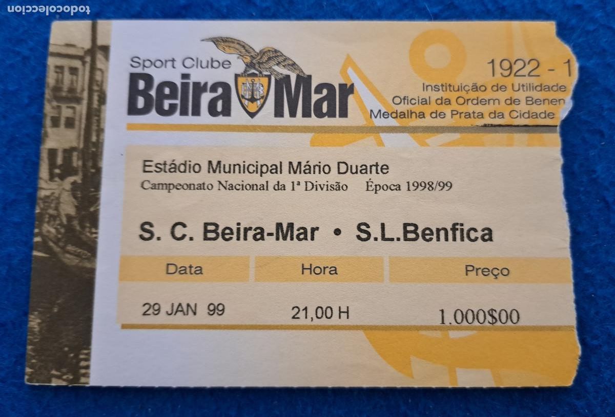 Collezionismo sportivo: S.C. BEIRA-MAR vs BENFICA ( 1-1 ) - TEMP. 1998/99 - LIGA 1&ordf; DIVISI&Oacute;N - 29 de Enero de 1999