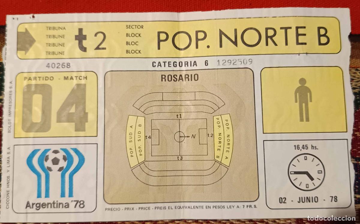 Collezionismo sportivo: Entrada original Mundial 1978 - Partido 4 - T&uacute;nez 3 - M&eacute;xico 1 (2/6/1978)