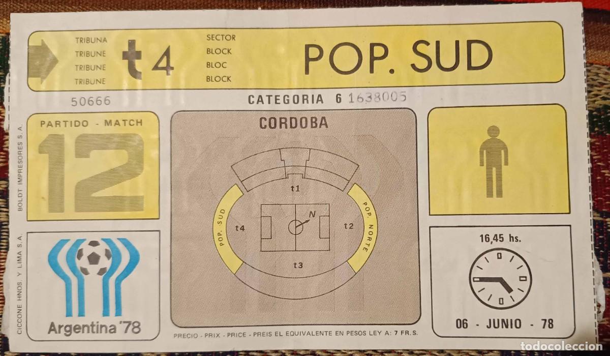 Coleccionismo deportivo: Entrada original Mundial 1978 - Partido 12 - Alemania 6 vs M&eacute;xico 0 (6/6/1978)