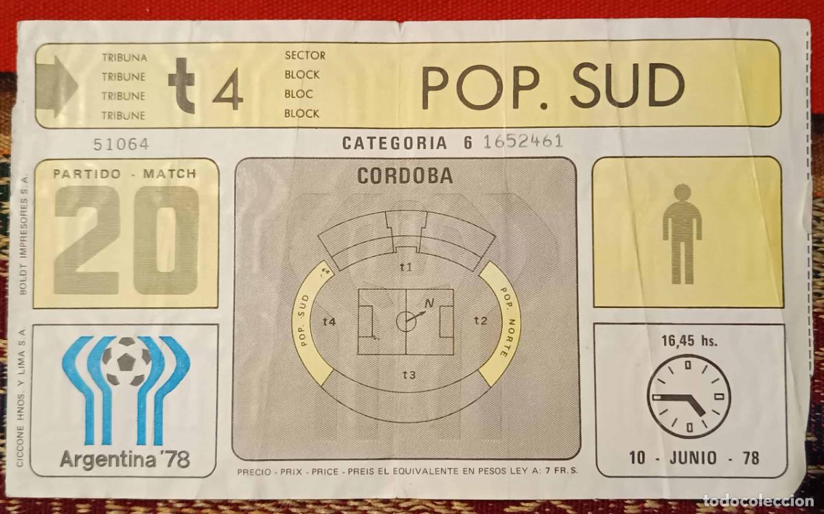 Coleccionismo deportivo: Entrada original Mundial 1978 - Partido 20 - Alemania 0 - T&uacute;nez 0 (10/6/1978)