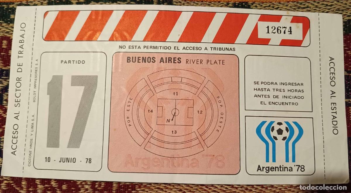 Coleccionismo deportivo: Entrada original Mundial 1978 - Partido 17 - Argentina 0 vs Italia 1 (10/6/1978)
