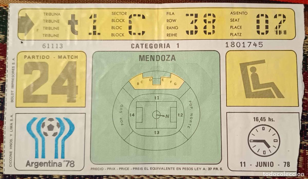 Coleccionismo deportivo: Entrada original Mundial 1978 - Partido 24 - Escocia 3 - Pa&iacute;ses Bajos 2 (11/6/1978)