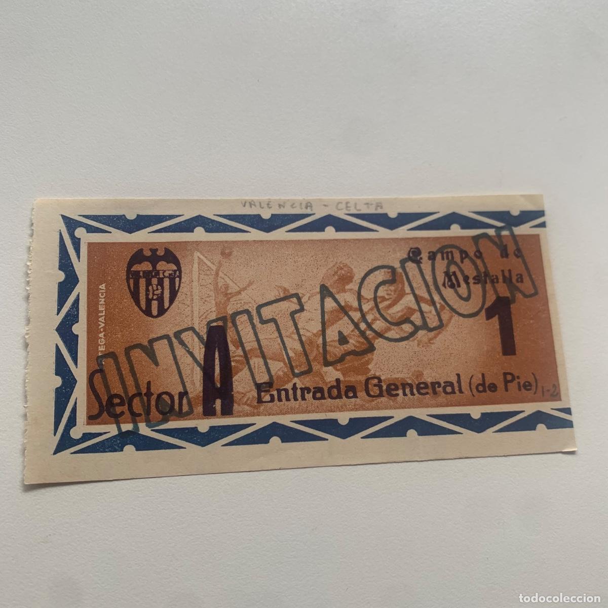 Sports collectibles: Entrada valenvia cf celta de vigo mestalla 11 septiembre 1949