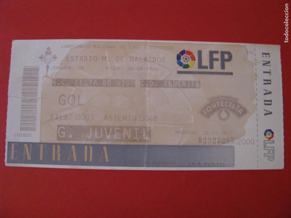 Colecionismo desportivo: ENTRADA DE FUTBOL. R. C. CELTA DE VIGO - C. D. TENERIFE. 30 MAYO 1999.